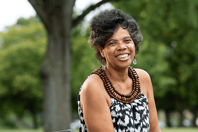 Vernese Butler in a park near her home