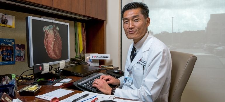 Dr. Harvey Hahn at computer