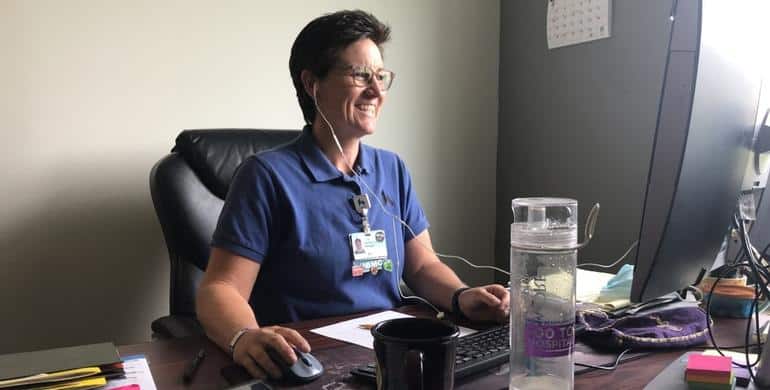 Psychotherapist sitting at her desk