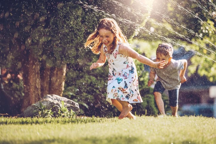 Children playing in summer heat