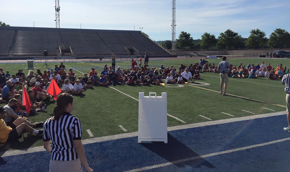 students prepare for fall sports on field