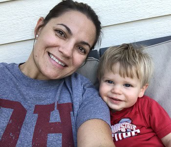 Tracy with her one-year-old son. 