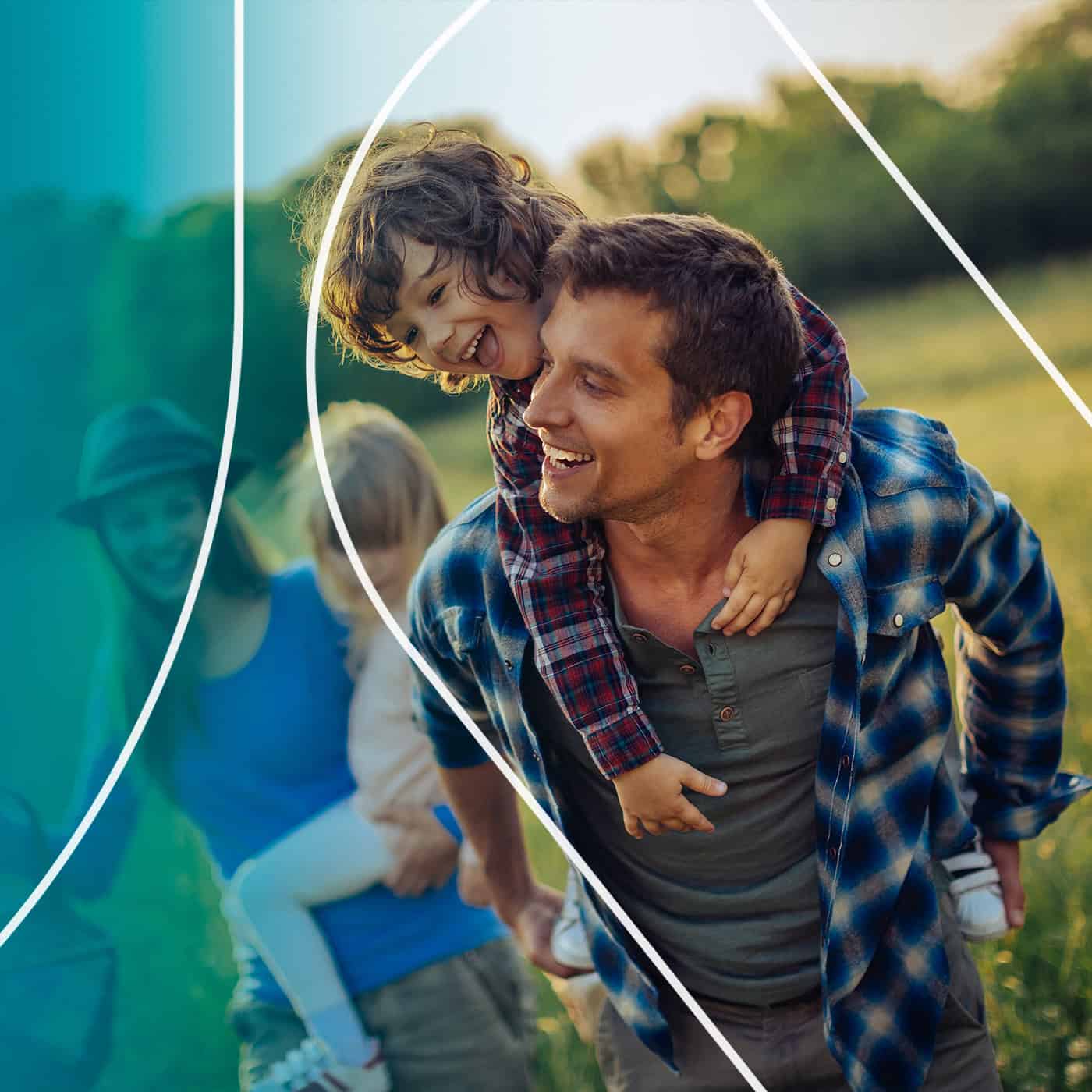 Family walking outside