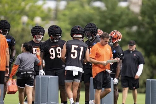 Bengals players at practice
