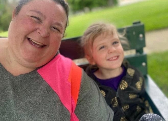 Ruth Brandenburg on park bench