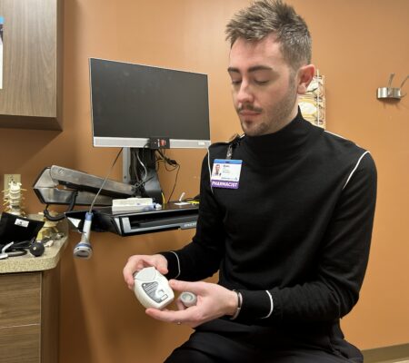 Pharmacist talking about medication