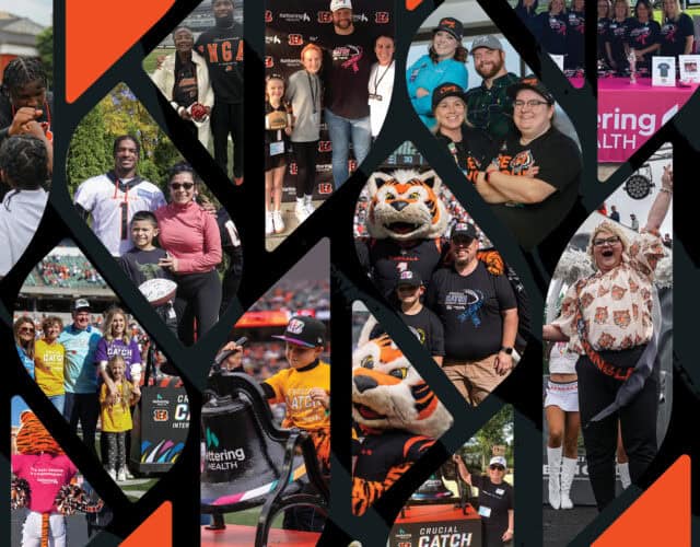 Montage photos from Bengals events and Crucial Catch events