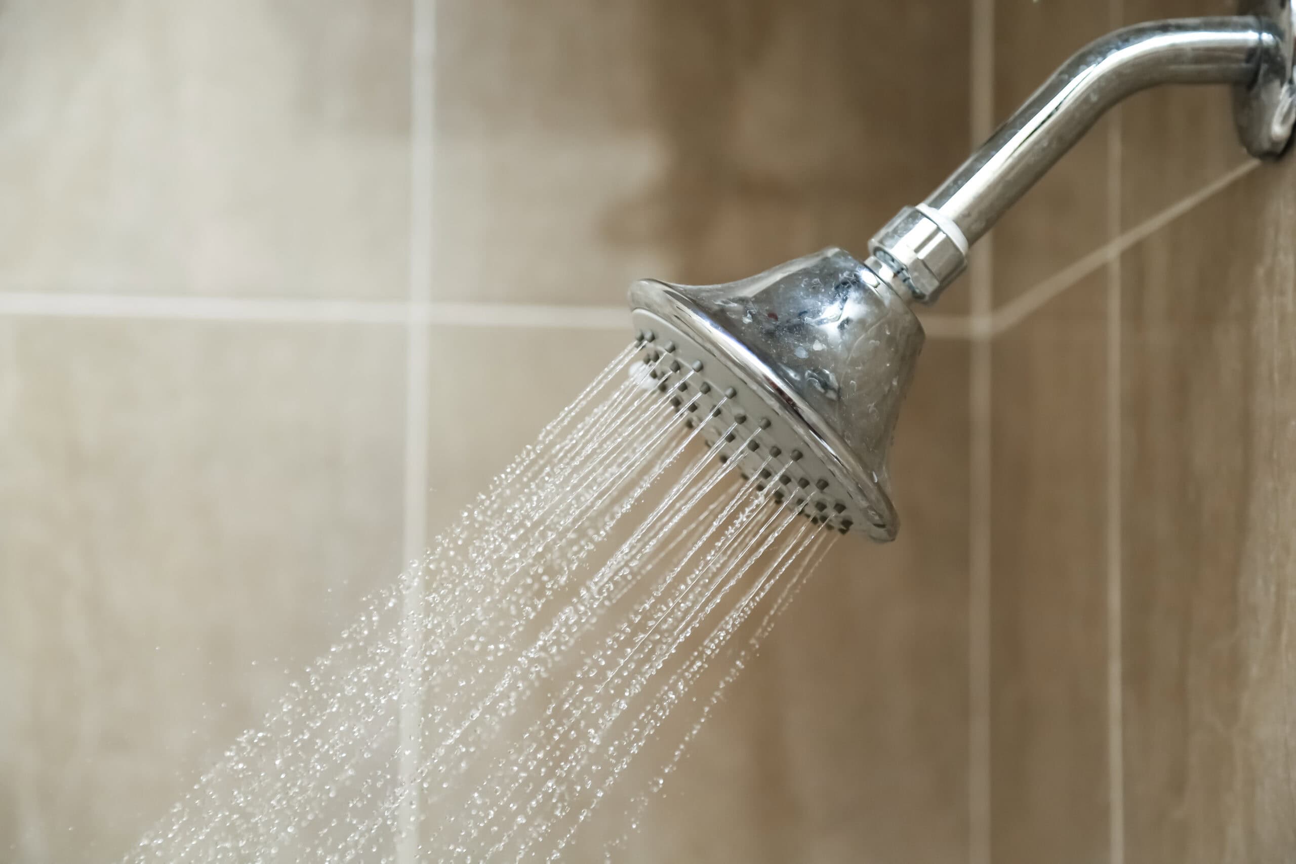 Stainless steel shower on bathroom