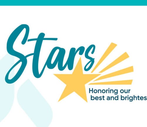 Stars logo with yellow star and rays, text "Honoring our best and brightest"