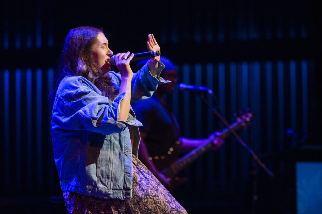 Francesca Battistelli performing on stage