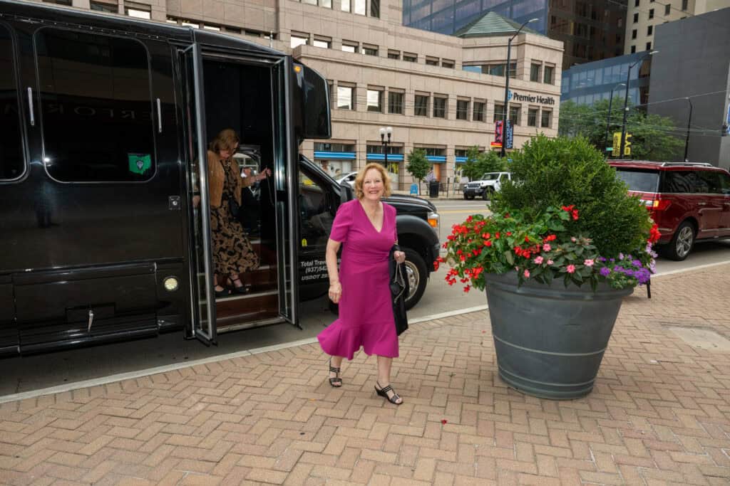 Attendees arriving from the limos